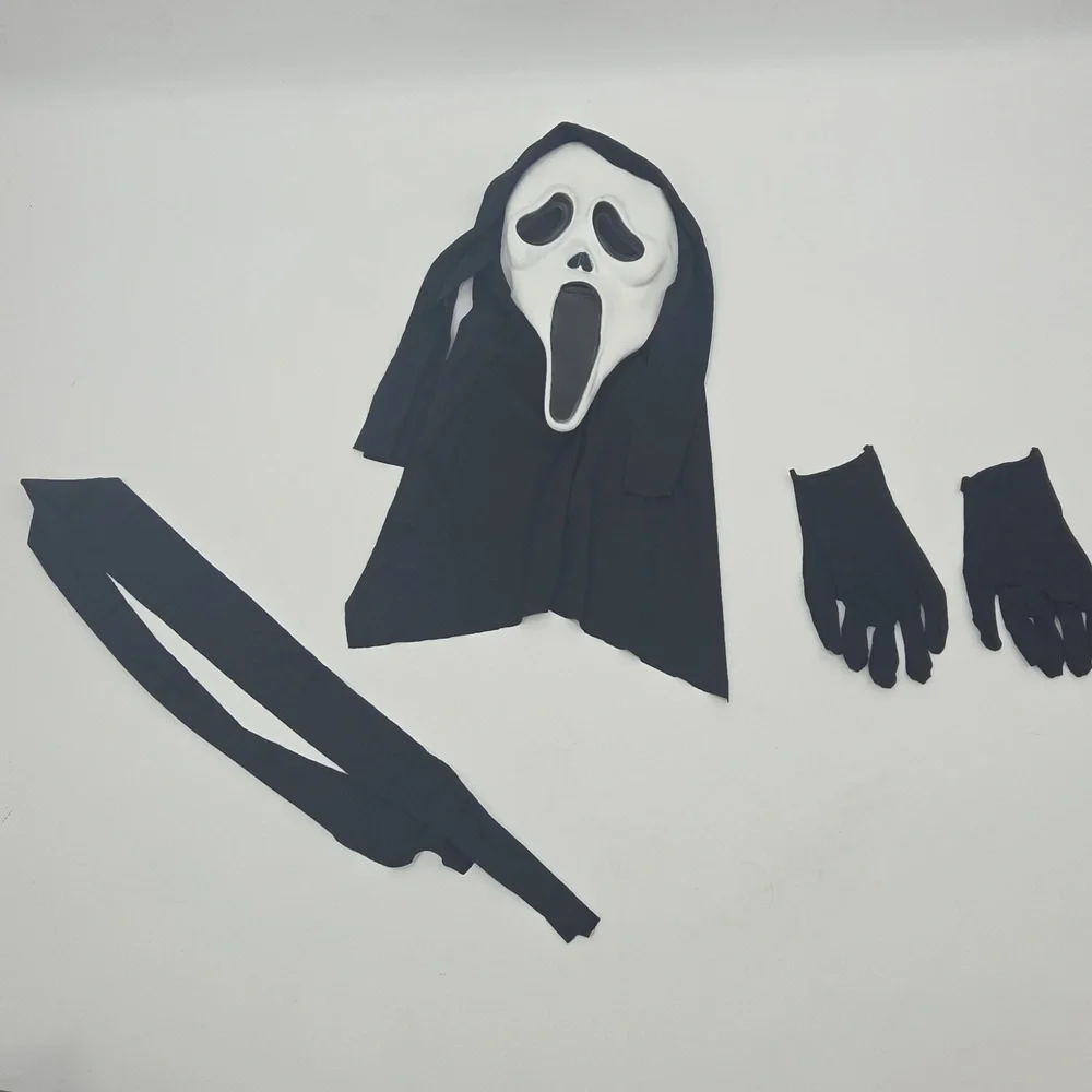 Kids Black Ghost Mask and Hooded Robe Halloween Costume